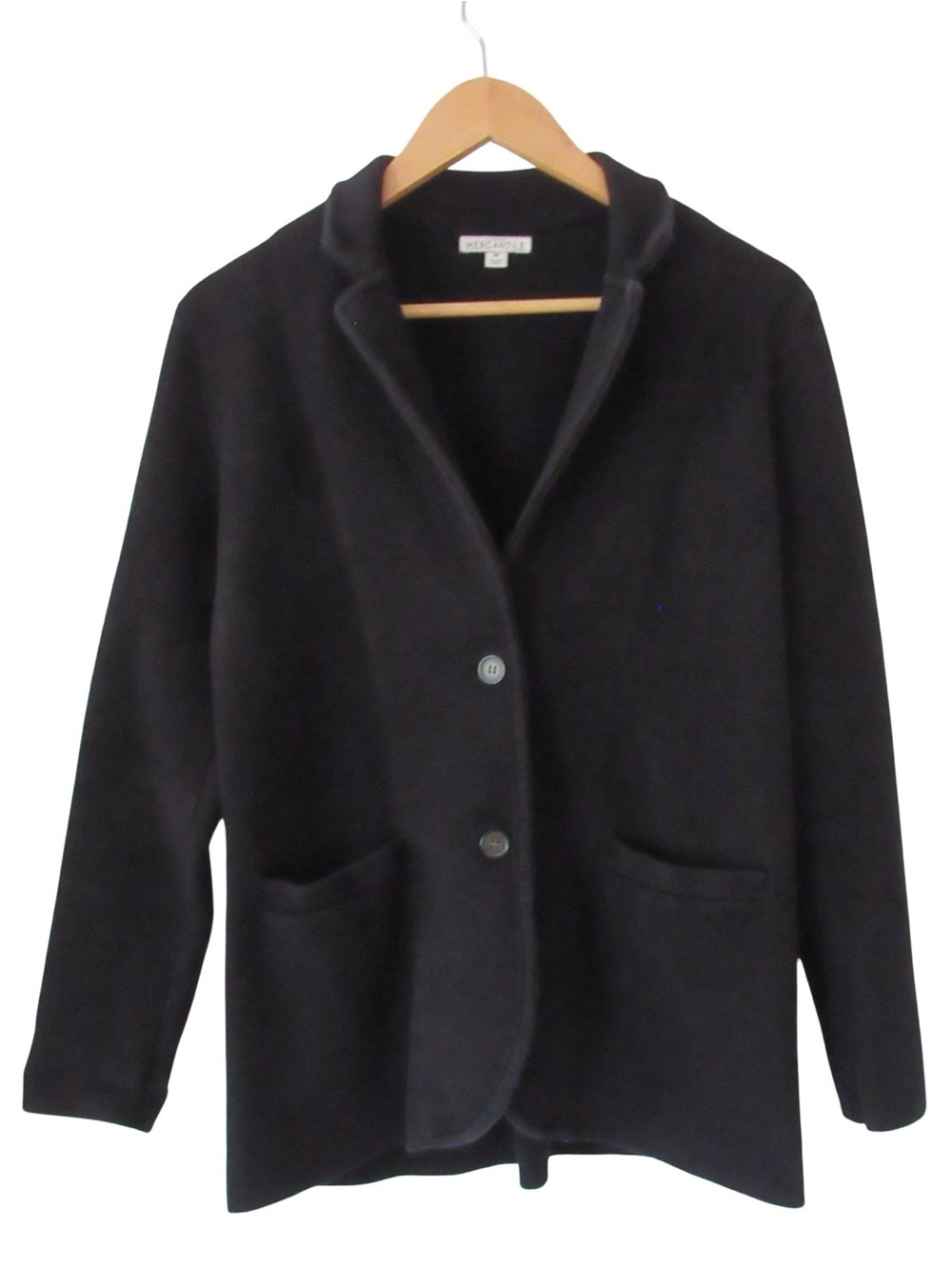 J.CREW Mercantile Sweater Blazer Medium Black Knit Cotton Office Minimalist
